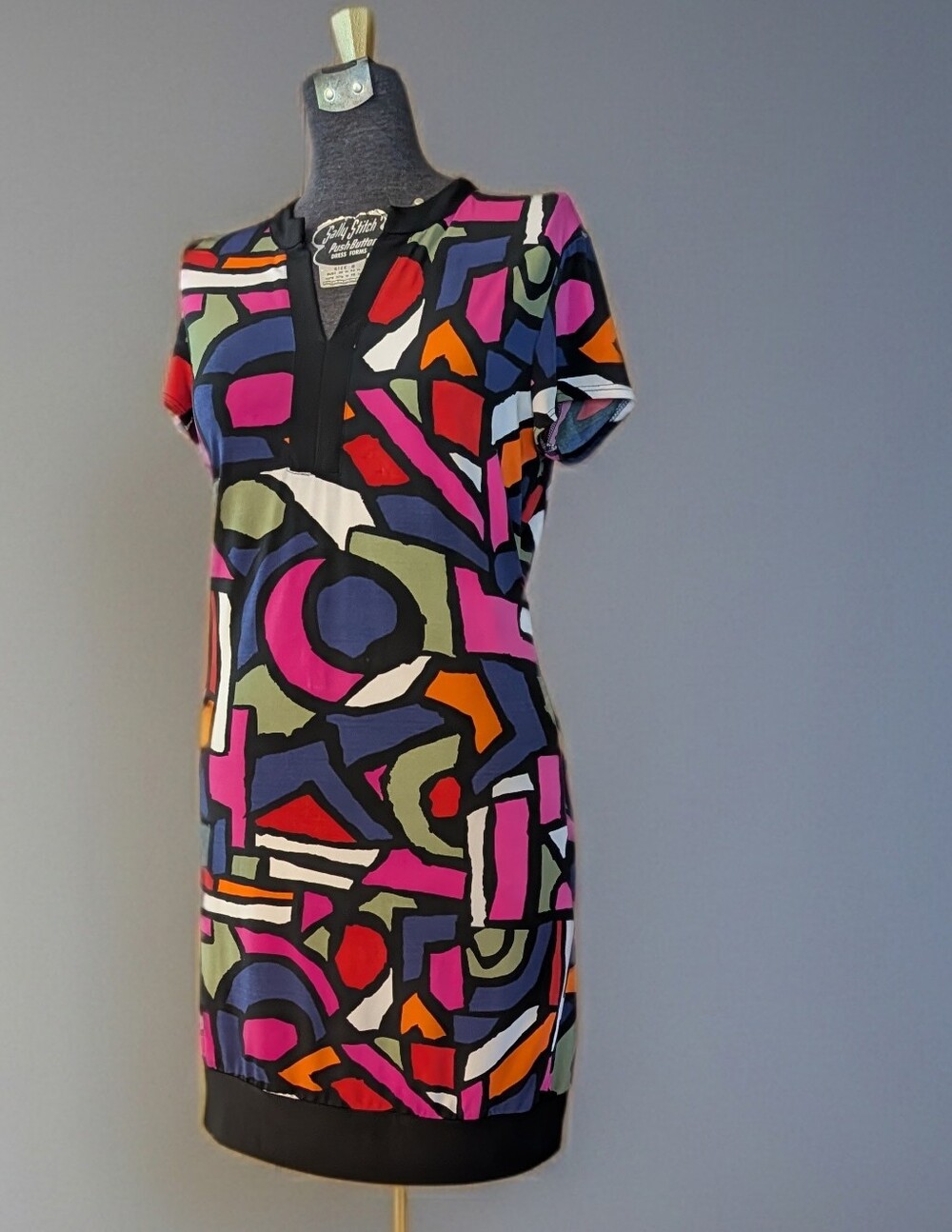 NWOT VTG 90s Y2K Chico's Pop Art Abstract Geometric Shift Tunic Dress Size 2 /L
